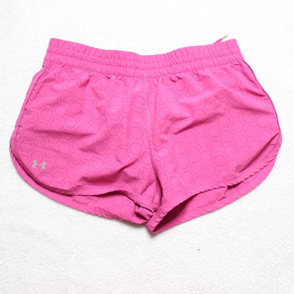 Under Armour HeatGear Pink Running Shorts Women’s Small Semi-Fitted Hexl - Picture 1 of 3
